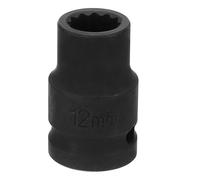 sourcing map 12-Point Impact Socket 1/2 Inch Drive 12mm Metric Cr-V Shallow Impact Socket Nut Driver Wrench for Auto Repair