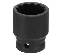 sourcing map 12-Point Impact Socket 1/2 Inch Drive 24mm Metric Cr-V Shallow Impact Socket Nut Driver Wrench for Auto Repair