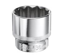 sourcing map 12-Point Socket 1/2" Drive 36mm Deep 45# Steel Metric Shallow Drive Sockets Polishing Chromed Square Sockets Mechanic Hand Tool for Car Repair Mechanical Maintenance Home Use