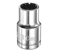 sourcing map 12 Point Socket 1/2" Drive by 12mm Metric Shallow Socket Chrome Vanadium Steel 12-Point Standard Sockets Mechanic Hand Tool for Car Repair Mechanical Maintenance Home Use