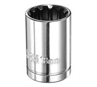 sourcing map 12 Point Socket 1/2" Drive by 18mm Metric Shallow Socket Chrome Vanadium Steel 12-Point Standard Sockets Mechanic Hand Tool for Car Repair Mechanical Maintenance Home Use