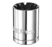 sourcing map 12 Point Socket 1/2" Drive by 20mm Metric Shallow Socket Chrome Vanadium Steel 12-Point Standard Sockets Mechanic Hand Tool for Car Repair Mechanical Maintenance Home Use