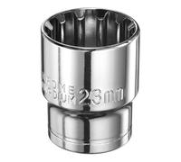 sourcing map 12 Point Socket 1/2" Drive by 23mm Metric Shallow Socket Chrome Vanadium Steel 12-Point Standard Sockets Mechanic Hand Tool for Car Repair Mechanical Maintenance Home Use