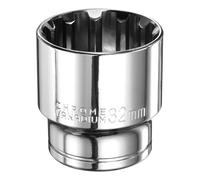 sourcing map 12 Point Socket 1/2" Drive by 32mm Metric Shallow Socket Chrome Vanadium Steel 12-Point Standard Sockets Mechanic Hand Tool for Car Repair Mechanical Maintenance Home Use