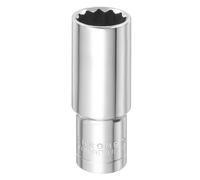 sourcing map 12 Points Metric Deep Socket 1/2" Drive 20mm Impact Socket Cr-V Steel Chrome Plating Flip Sleeve Nut Driver Wrench for Home Auto Nuts Bolts Repair