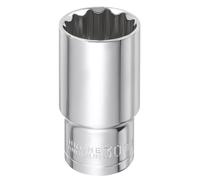 sourcing map 12 Points Metric Deep Socket 1/2" Drive 30mm Impact Socket Cr-V Steel Chrome Plating Flip Sleeve Nut Driver Wrench for Home Auto Nuts Bolts Repair