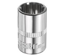 sourcing map 12 Points Socket 1/4" Drive 11mm Metric Shallow Impact Socket Cr-V Steel Chrome Plating Flip Sleeve Nut Driver Wrench for Home Auto Nuts Bolts Repair