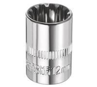 sourcing map 12 Points Socket 1/4" Drive 12mm Metric Shallow Impact Socket Cr-V Steel Chrome Plating Flip Sleeve Nut Driver Wrench for Home Auto Nuts Bolts Repair