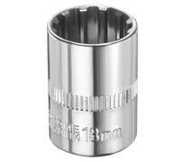 sourcing map 12 Points Socket 1/4" Drive 13mm Metric Shallow Impact Socket Cr-V Steel Chrome Plating Flip Sleeve Nut Driver Wrench for Home Auto Nuts Bolts Repair