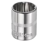 sourcing map 12 Points Socket 1/4" Drive 14mm Metric Shallow Impact Socket Cr-V Steel Chrome Plating Flip Sleeve Nut Driver Wrench for Home Auto Nuts Bolts Repair