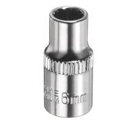 sourcing map 12 Points Socket 1/4" Drive 6mm Metric Shallow Impact Socket Cr-V Steel Chrome Plating Flip Sleeve Nut Driver Wrench for Home Auto Nuts Bolts Repair