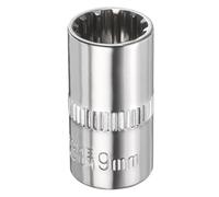 sourcing map 12 Points Socket 1/4" Drive 9mm Metric Shallow Impact Socket Cr-V Steel Chrome Plating Flip Sleeve Nut Driver Wrench for Home Auto Nuts Bolts Repair