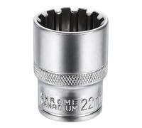 sourcing map 12 Points Socket 22mm Shallow Socket 1.6"/40mm L | 1/2" Drive Metric CR-V Steel Nickel Plating for Home Auto Nuts Bolts Repair