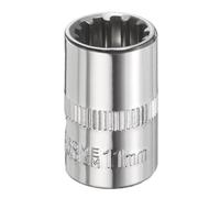 sourcing map 12 Points Socket 3/8" Drive 11mm Metric Shallow Impact Socket Cr-V Steel Chrome Plating Flip Sleeve Nut Driver Wrench for Home Auto Nuts Bolts Repair