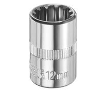 sourcing map 12 Points Socket 3/8" Drive 12mm Metric Shallow Impact Socket Cr-V Steel Chrome Plating Flip Sleeve Nut Driver Wrench for Home Auto Nuts Bolts Repair