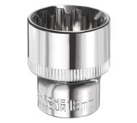 sourcing map 12 Points Socket 3/8" Drive 18mm Metric Shallow Impact Socket Cr-V Steel Chrome Plating Flip Sleeve Nut Driver Wrench for Home Auto Nuts Bolts Repair