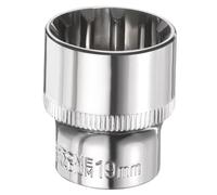sourcing map 12 Points Socket 3/8" Drive 19mm Metric Shallow Impact Socket Cr-V Steel Chrome Plating Flip Sleeve Nut Driver Wrench for Home Auto Nuts Bolts Repair