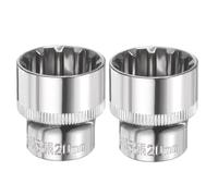 sourcing map 12 Points Socket 3/8" Drive 20mm Metric Shallow Impact Socket Cr-V Steel Chrome Plating Flip Sleeve Nut Driver Wrench for Home Auto Nuts Bolts Repair