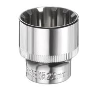 sourcing map 12 Points Socket 3/8" Drive 22mm Metric Shallow Impact Socket Cr-V Steel Chrome Plating Flip Sleeve Nut Driver Wrench for Home Auto Nuts Bolts Repair