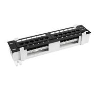 sourcing map 12-Port Cat.6A UTP Unsheilded Rackmount Network Patch Panel RJ45 Ethernet 10 inch With Wallmount Bracket Black