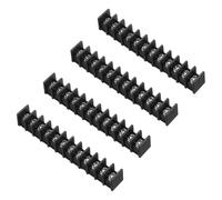 sourcing map 12 Positions Terminal Block, 3.98"x0.61" 300V 20A 8.25mm Pitch PA66 Single Row PCB Mount Screw Terminals Strip Pack of 4, Black