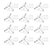 sourcing map 12 Set Acrylic Corner Bracket, 3-Hole Triangle Corner Connector Joint Hanger Brace Brackets Transparent w/M3 Screw for DIY Display Box
