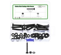 sourcing map 12 Set Carriage Bolts and Nuts Kit, 1/4"-20x1-1/2" Carbon Steel Round Head Square Neck Carriage Bolts Screws and Hex Nuts and Flat Washers - Black