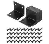 sourcing map 12 Set L Corner Bracket Corner Brace Metal Joint Right Angle Brackets Fastener with Screws for Wood Shelves, Black, 1.5"x1.85"x1.5"