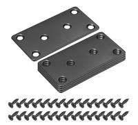 sourcing map 12 Set Mending Plate Metal Flat Bracket Straight Brace Fixing Joining Plate for Wood with Screws, Black, 3.11"x1.58"