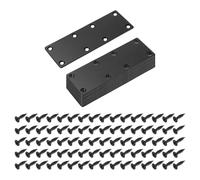 sourcing map 12 Set Mending Plate Metal Flat Bracket Straight Brace Fixing Joining Plate for Wood with Screws, Black, 5.44"x1.97"