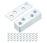sourcing map 12 Set Mending Plate Metal Flat Bracket Straight Brace Fixing Joining Plate for Wood with Screws, Silver, 2.32"x0.75"