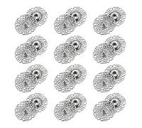 sourcing map 12 Sets Hollow Flower Snap Buttons, 30mm Press Buttons Metal Snap Fasteners for Clothes DIY Crafts, Silver