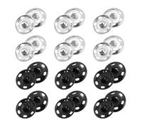 sourcing map 12 Sets Sewing Snap Buttons, 19mm Press Buttons Metal Snap Fasteners for Clothes DIY Crafts, Silver/Black