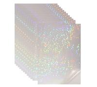 sourcing map 12 Sheets Holographic Sticker Paper, 8.3" x 11.7" Holographic Self-Adhesive A4 Transparent Waterproof Laminate Overlay Film for Photo Cards Scrapbook Decorations(Glass Sparkle)