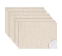 sourcing map 12 Sheets Miniature Dollhouse Wallpaper, Linen Texture Self-Adhesive PVC Flooring Wall, Mini Wall Decor for Dollhouse Sand Table Model Accessories 11.81 x 7.87 Inch (Beige)