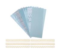 sourcing map 12 Sheets Scrapbook Textured Paper, Blue Scrapbooking Paper with Lace Fabric for Scrapbook Planner Book Card Junk Journal Supplies Card DIY Project, 3.94x5.51 Inch