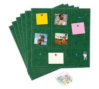 sourcing map 12" x 12" Felt Wall Tile, 6 Pack Felt Wall Tiles Bulletin Board with 20 Push Pins Safe Removable Adhesive Tabs Cork Boards for Walls Home Office Photos, Dark Green