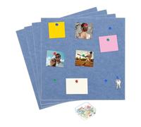 sourcing map 12" x 12" Large Cork Board Felt Board Tiles, 4 Pack Bulletin Board with 25 Push Pins 8 Adhesive Fastener, Self-Adhesive Corkboard Tiles for Home Office Photos, Sky Blue