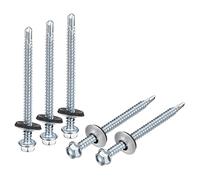 sourcing map #12 x 2-61/64" Self Drilling Screws with Rubber Washer, 50pcs Zinc Plated Steel Roofing Screws Hex Head Self Tapping Screws with EPDM Washer for Metal to Metal