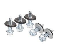 sourcing map #12 x 3/4/in Self Drilling Screws with Rubber Washer, 50pcs Zinc Plated Steel Roofing Screws Hex Head Self Tapping Screws with EPDM Washer for Metal to Metal Black