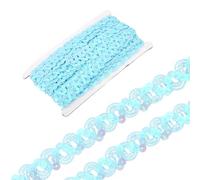 sourcing map 12 Yards Braid Trim, 0.67 Inch Sequins Beaded Lace Trim Wave Sequin Braid Strip Paillette Ribbon for Crafts, Embellishments, DIY Sewing Costume, Sky Blue