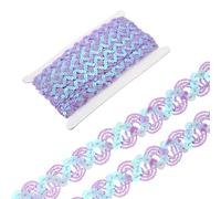 sourcing map 12 Yards Braid Trim, 0.67 Inch Sequins Beaded Lace Trim Wave Sequin Braid Strip Paillette Ribbon for Crafts, Embellishments, DIY Sewing Costume, Purple