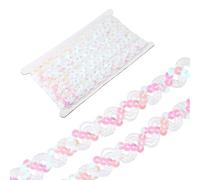 sourcing map 12 Yards Braid Trim, 0.67 Inch Sequins Beaded Lace Trim Wave Sequin Braid Strip Paillette Ribbon for Crafts, Embellishments, DIY Sewing Costume, White