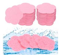 sourcing map 120 Count Compressed Facial Sponges Flower Face Cleansing Sponges Pads for Daily Skincare Routines At home, Kitchen, Travel, Pink
