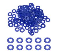 sourcing map 120 Pcs Nylon Flat Washers 8mm ID 16mm OD 1.5mm Thick Plain Washer Grommets Plastic Sheet Gasket Fastener Sealing Spacer Gasket Ring Water Hose Washers, Blue