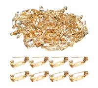sourcing map 120 Pcs Safety Bar Pin 15mm Light Gold Brooch Clasp Pins Backing Locking Pin Badge Backs with Hole for DIY Crafts Name Tags Badges Corsage Making Jewelry Making