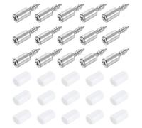 sourcing map 120 Pcs Self-Tapping Screws, Shelf Support Pegs with Non-Slip Sleeve Support Cabinet Shelf Pins Shelf Pegs Self Drilling Screws for Kitchen Cabinets Bookcases Closet, White