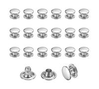 sourcing map 120 Sets Leather Rivets, 8mm Double Cap Rivets, 6mm Height Tubular Metal Studs for Leather Craft Repair and Decoration DIY Clothes, Shoes, Bags, Belts, Silver