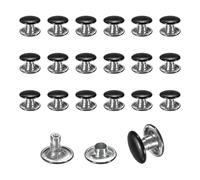 sourcing map 120 Sets Leather Rivets, 8mm Double Cap Rivets, 6mm Height Tubular Metal Studs for Leather Craft Repair and Decoration DIY Clothes, Shoes, Bags, Belts, Bright Black