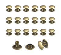 sourcing map 120 Sets Leather Rivets, 8mm Double Cap Rivets, 6mm Height Tubular Metal Studs for Leather Craft Repair and Decoration DIY Clothes, Shoes, Bags, Belts, Bronze